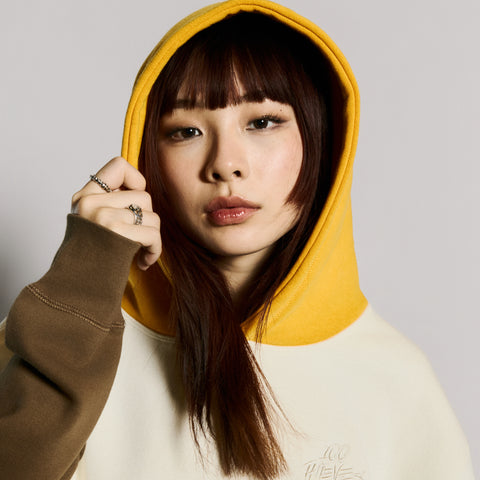Anita in Upcycle Hoodie - Crm/Brn/Ylw