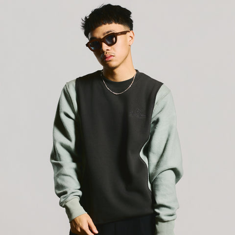 Lough in Upcycle Crewneck - Blk/Grn