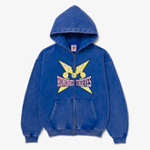 Front of 100T x MomoToys Zip-Up Hoodie - Dusty Blue