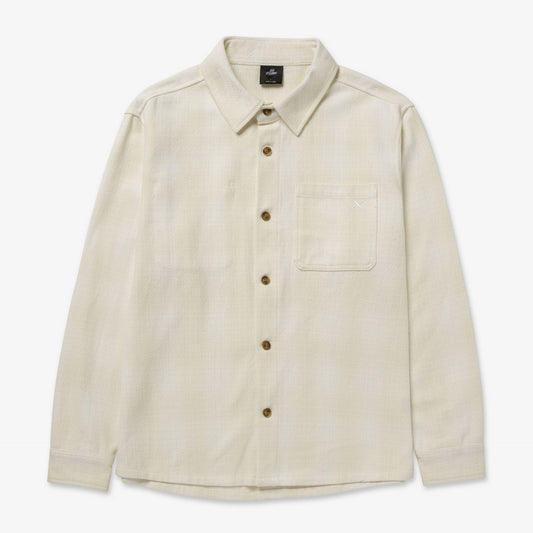 Front of Foundations FW'23 Flannel Overshirt - Cream