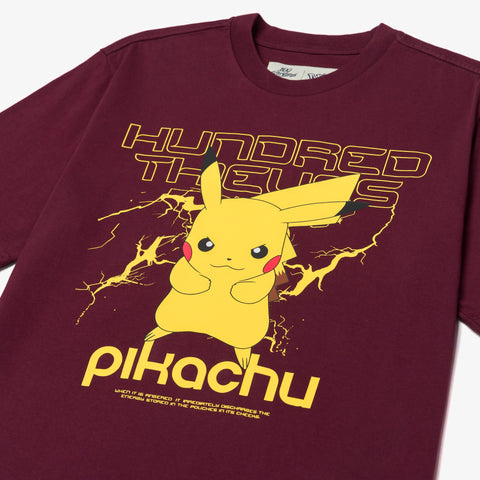 front graphic of Pikachu T-Shirt - Mahogany