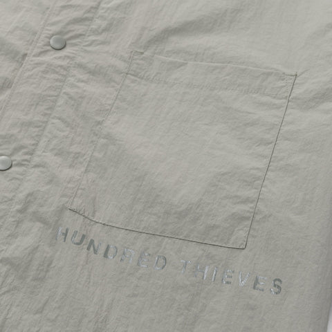 pocket detail on Foundations SS'24 Nylon Shirt - Stonewash Green
