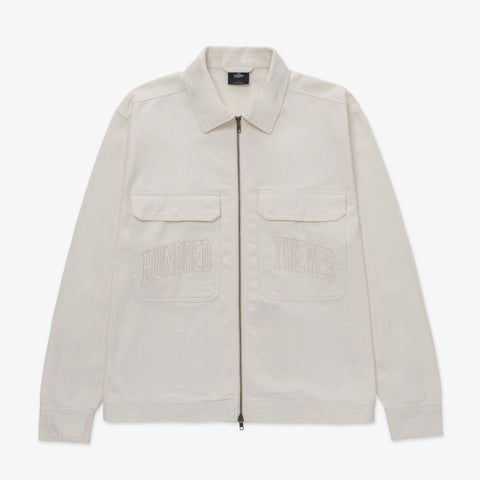 Front of Foundations SS'24 Cotton Twill Jacket - Cream