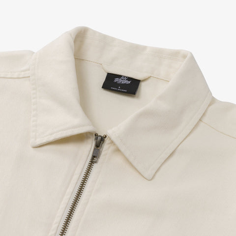 Collar detail on  Foundations SS'24 Cotton Twill Jacket - Cream