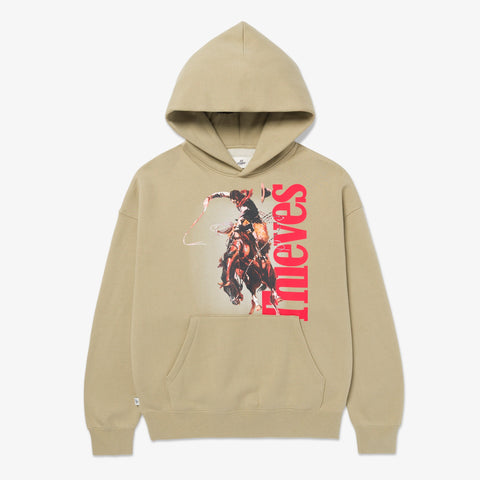 Front of Thieves Oversized Hoodie - Khaki Grn