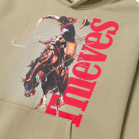 Thieves logo on Thieves Oversized Hoodie - Khaki Grn