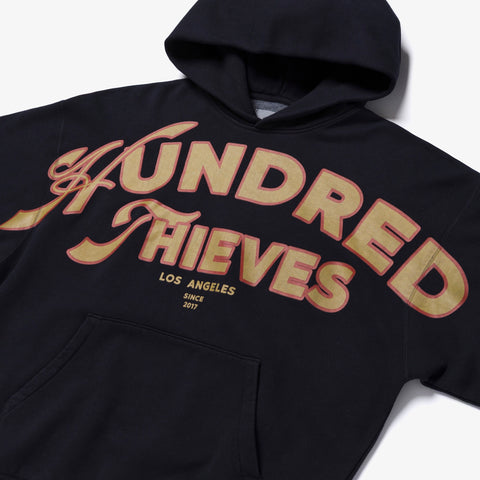 100 Thieves logo detail on Since Oversized Hoodie - Washed Black