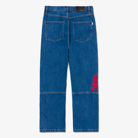 back of Barrel Double Knee Denim - Blue
