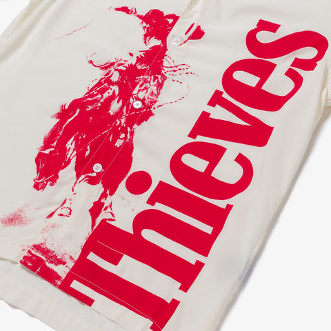 Thieves logo on Rodeo SS Button Up - Cream
