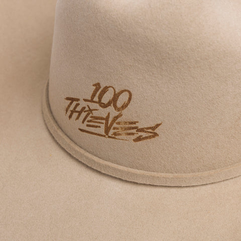 100 Thieves logo on Deadeye Cowboy Hat - Cream