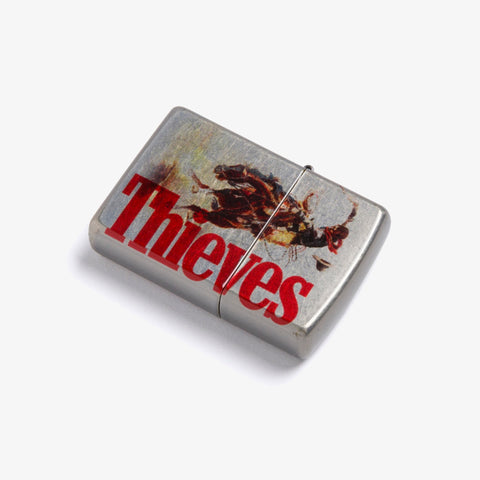 Thieves logo on Rodeo Zippo - Antique Silver