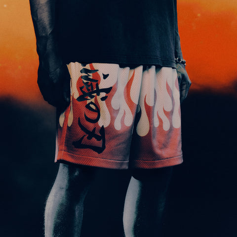 Model in Demon Slayer Mesh Short