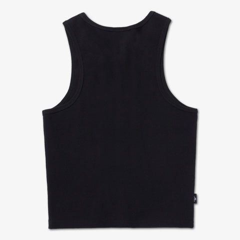 back of Womens Ribbed Tank - Black