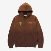 Front of Discharge Print Zip Hoodie