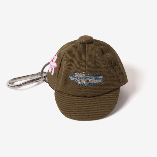 Front of Mini caps Keychain - Olive