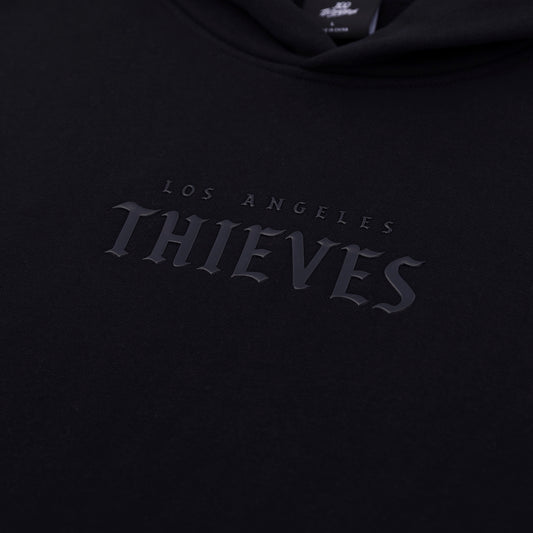 Graphic on Mettalic Core Hoodie - Black