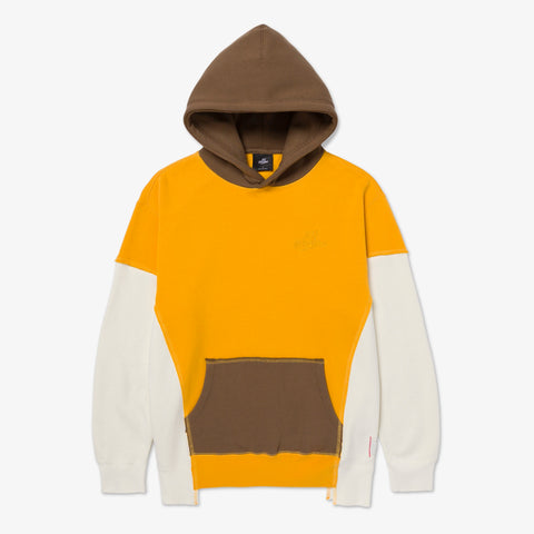 Front of Upcycle Hoodie - Ylw/Crm/Brn