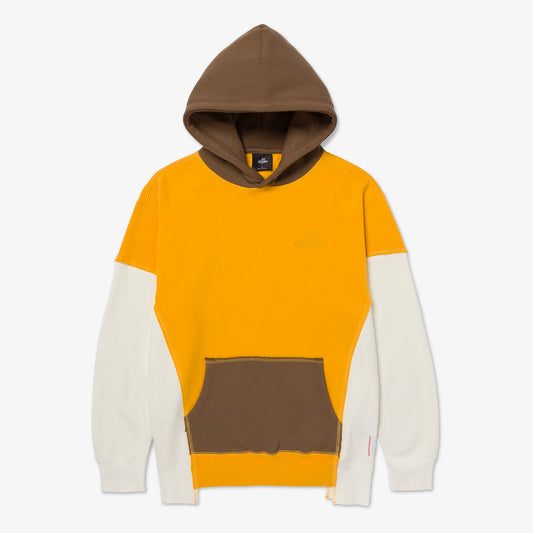Front of Upcycle Hoodie - Ylw/Crm/Brn