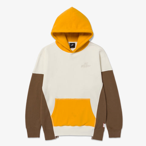 Front of Upcycle Hoodie - Crm/Brn/Ylw