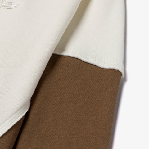 sleeve detail on Upcycle Hoodie - Crm/Brn/Ylw
