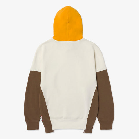Back of Upcycle Hoodie - Crm/Brn/Ylw