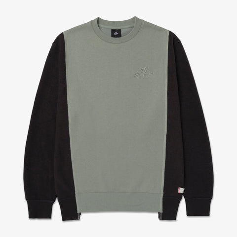 Front of Upcycle Crewneck - Grn/Blk