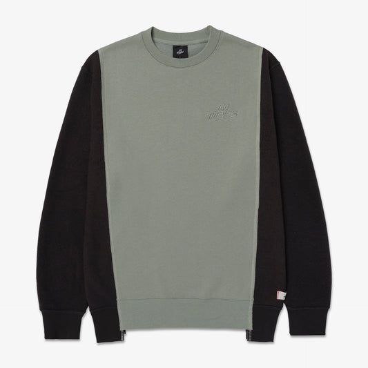 Front of Upcycle Crewneck - Grn/Blk