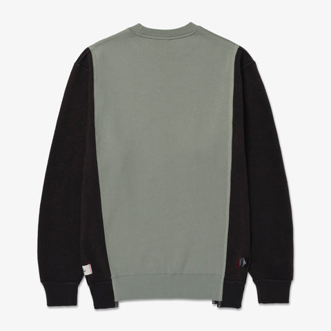 Back of Upcycle Crewneck - Grn/Blk