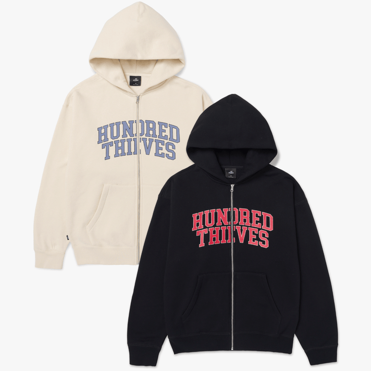 Foundations FW'24 Full Zip Hoodie - Black and cream