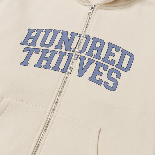 detail on Foundations FW'24 Full Zip Hoodie - Cream