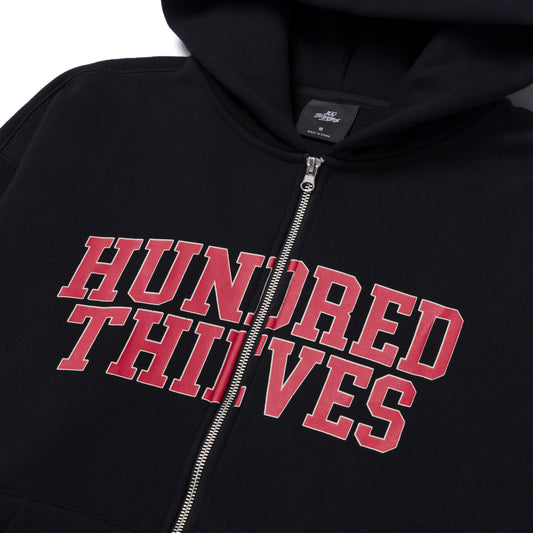 Front detail on Foundations FW'24 Full Zip Hoodie - Black