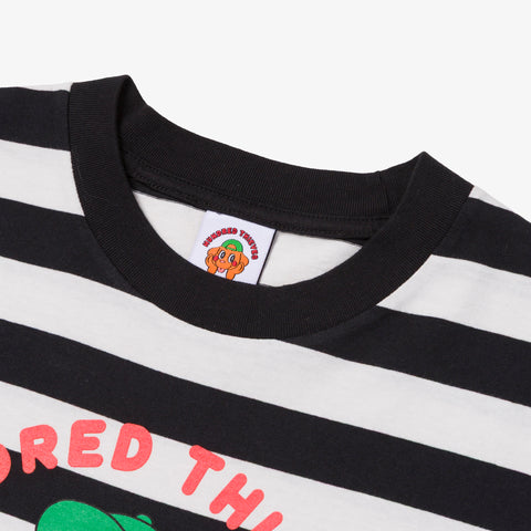 collar detail on 100T x MomoToys - Where’s Momo Stripe T-Shirt