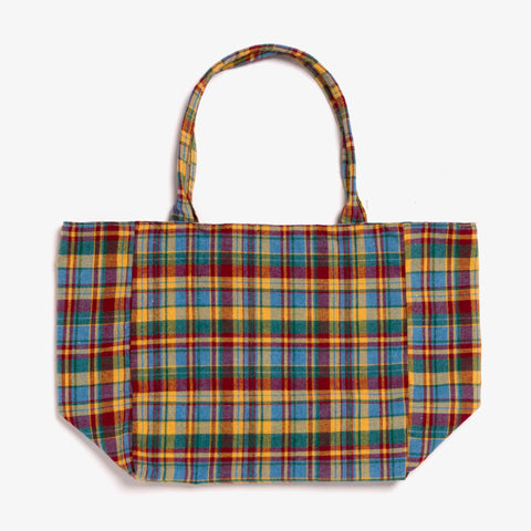 Back of 100T x MomoToys Plaid Tote Bag