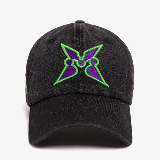 Front of 100T x MomoToys Washed Denim Dad Hat