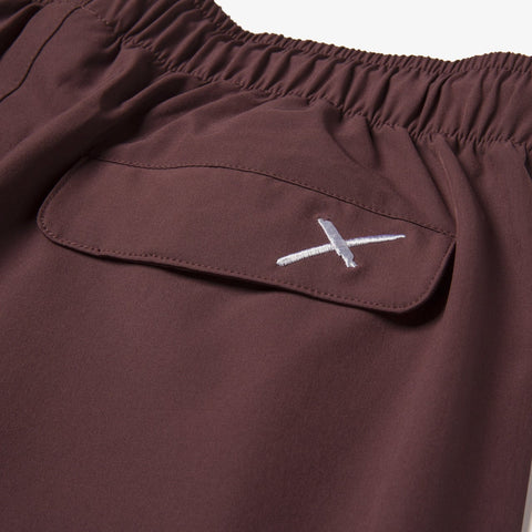 Foundations FW'23 Nylon Short - Burgundy, back pocket detail