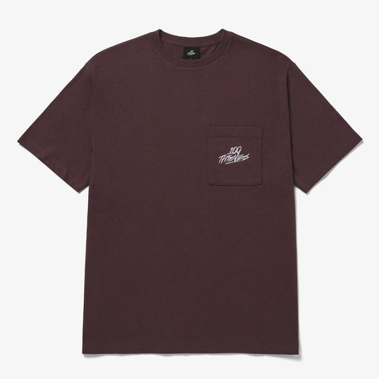 Front of Foundations FW'23 SS Pocket T-Shirt - Burgundy
