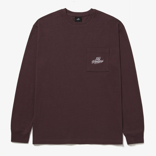 Front of Foundations FW'23 LS Pocket T-Shirt - Burgundy