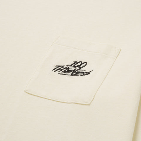Left chest pocket of Foundations FW'23 LS Pocket T-Shirt - Cream