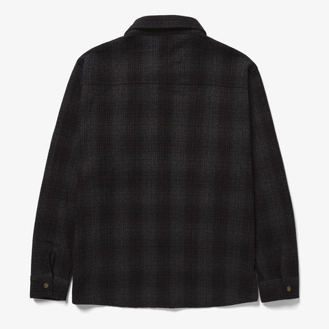 Back of Foundations FW'23 Flannel Overshirt - Black