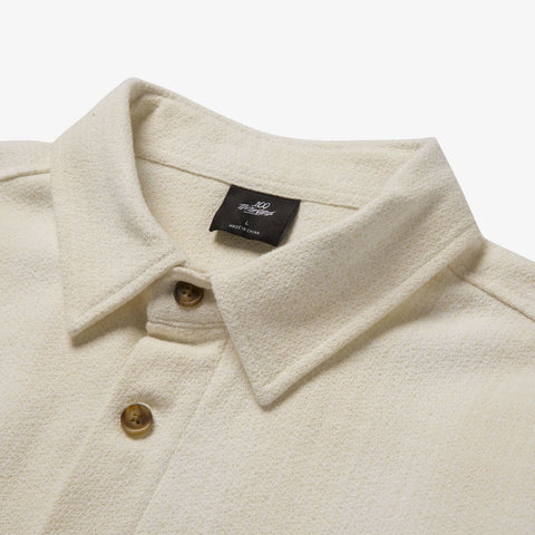 Front collar of Foundations FW'23 Flannel Overshirt - Cream