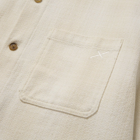 Front pocket of Foundations FW'23 Flannel Overshirt - Cream