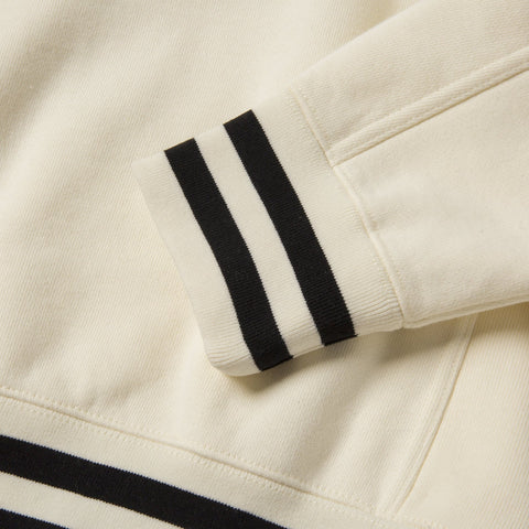 Sleeve detail on Foundations FW'23 Stripe Crewneck - Cream