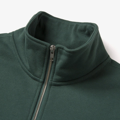 Collar detail on Foundations FW'23 1/4 Zip Sweatshirt - Forest