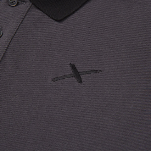 X logo on Flight Polo - Black/Grey