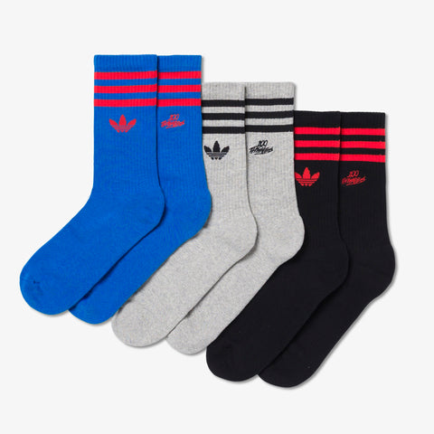 adidas Originals Drop 3 Socks 3-pack in blue grey and black