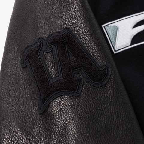 LA patch on sleeve of Lexus LFA Varsity Jacket