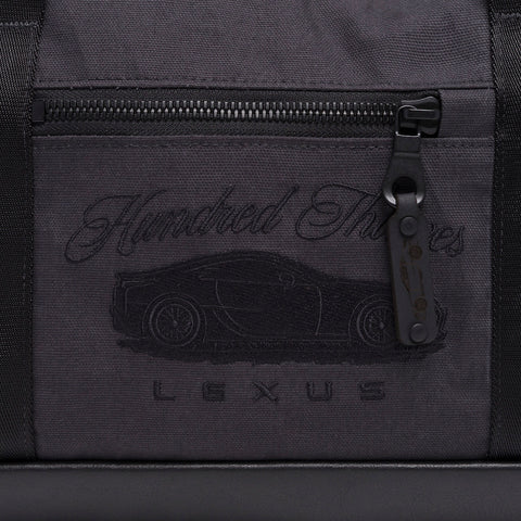 Hundred thieves logo on Lexus LFA Weekender Bag