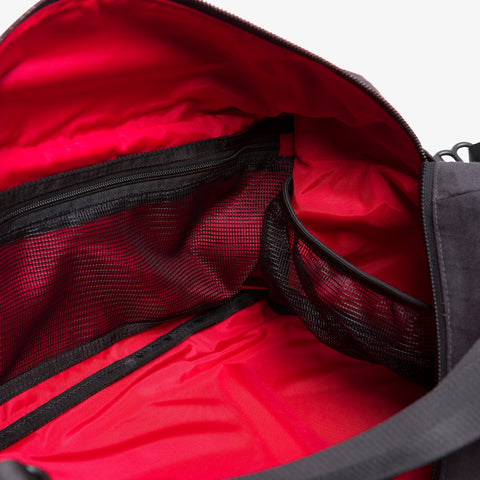 red lining detail on Lexus LFA Weekender Bag