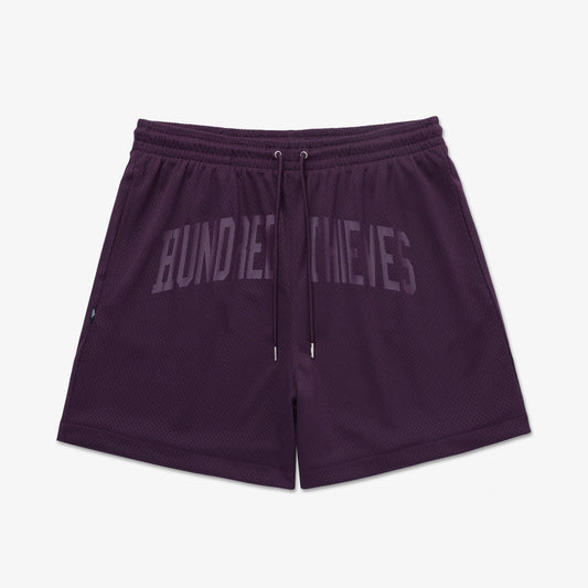 Front of Foundations SS'24 Mesh Short - Plum