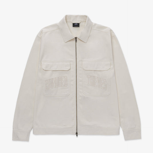 Front of Foundations SS'24 Cotton Twill Jacket - Cream